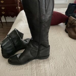 BORN Black Leather Knee-High Boots